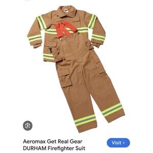 Aeromax Kids' Firefighter Suit Costume Get real gear Size 12-14 heavy duty